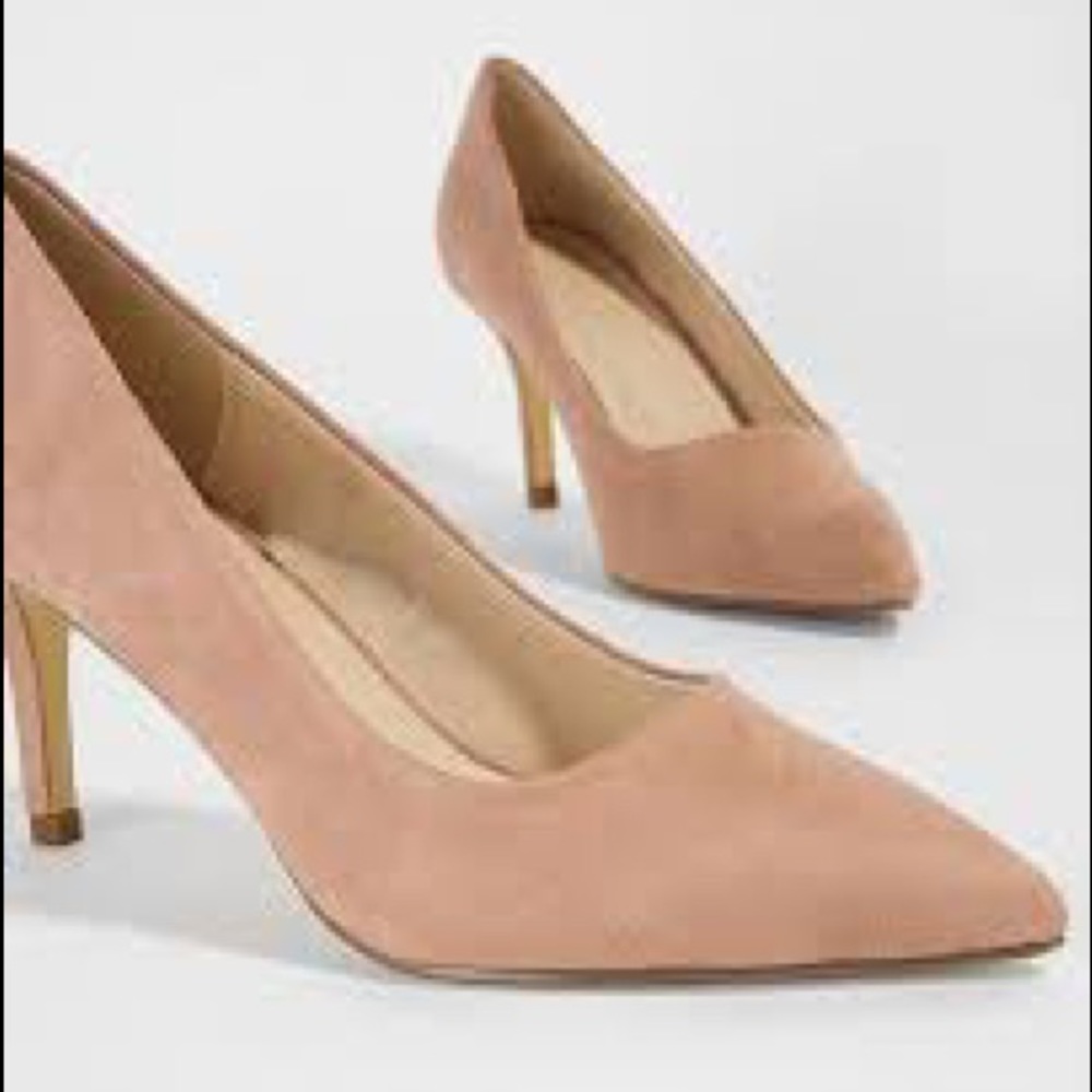 Nude Suede Pointed Toe Stiletto Heels